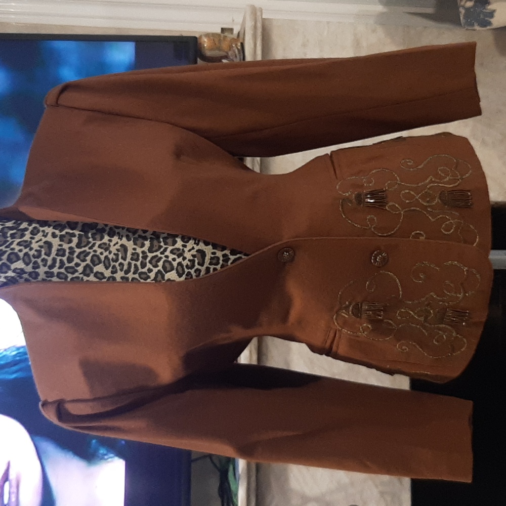 Elegant Brown Embroidered Women's Jacket